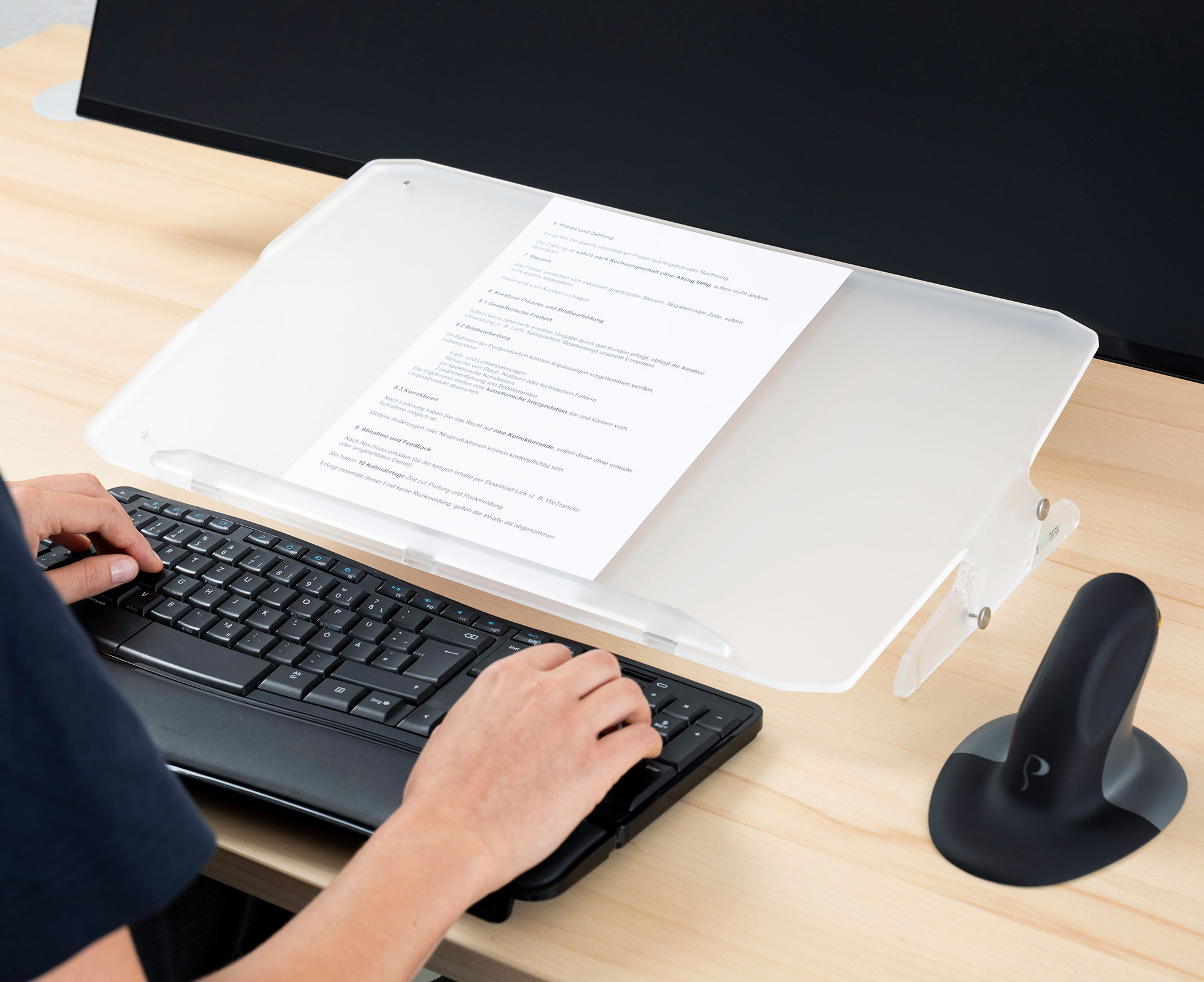 Höhen- und Neigungsverstellung des ORGADESK